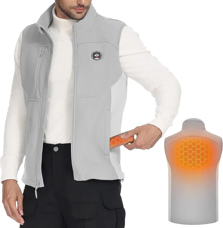 KEMIMOTO Beheizbare Weste Herren Damen, Beheizte Weste mit Handwärmfunktion, 5 Heizzone, Heizweste mit USB -10000mAh Akku für Ski Fahren, Angeln, Motorrad, Outdoor — Heizkleidung