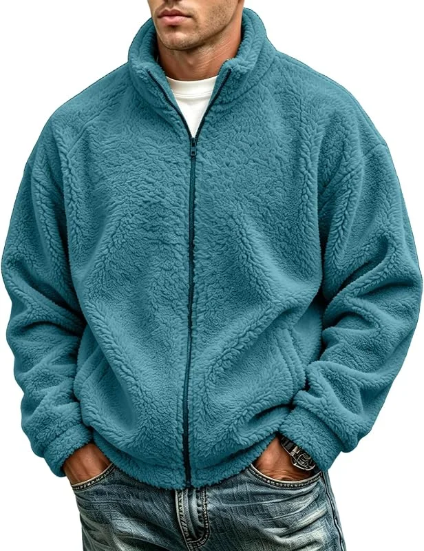 Teddy Jacke Herren Winter Fleecejacke Warm Gefüttert Winterjacke — Heizkleidung