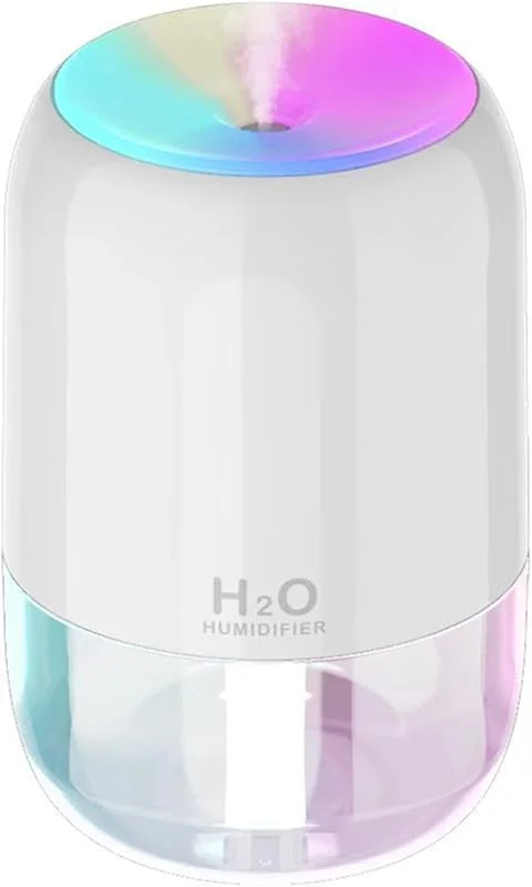 USB-Luftbefeuchter, 300 ml Kapazität, für Mini-Nachtlicht-Aromatherapie-Diffusoren, einstellbarer Nebelmodus, automatische Abschaltung, für Schlafzimmer, Büro, Auto, Reisen (weiß)
