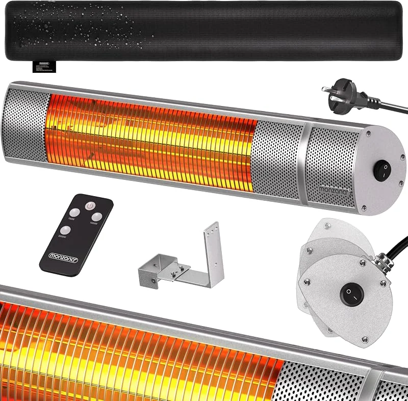 Monzana® Infrarot Heizstrahler 2000W für Terrasse & Outdoor Silber — Heizung Warmepumpe