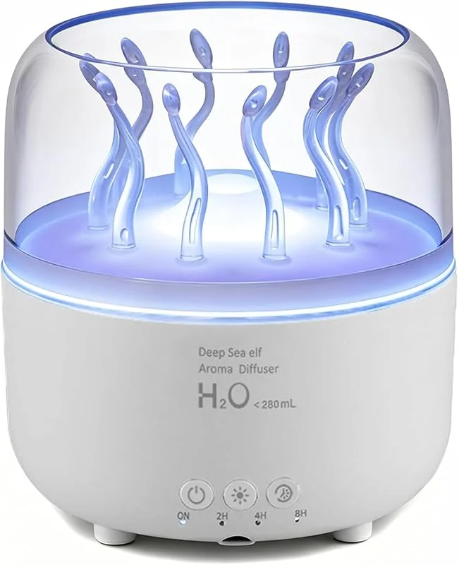 ThreeH Quallen Aromadiffusor & Luftbefeuchter 280ml, mit Fernbedienung, 7-Farben Stimmungslicht, Timer für Schlafzimmer Yoga