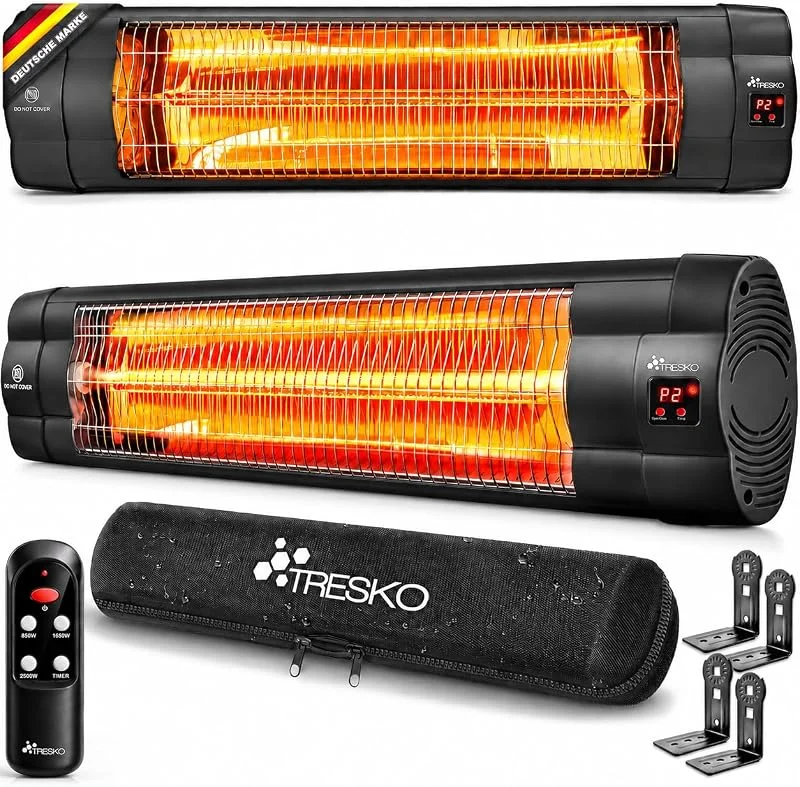 TRESKO® Infrarot Heizstrahler 2500W mit Fernbedienung für Innen & Außen — Heizung Warmepumpe