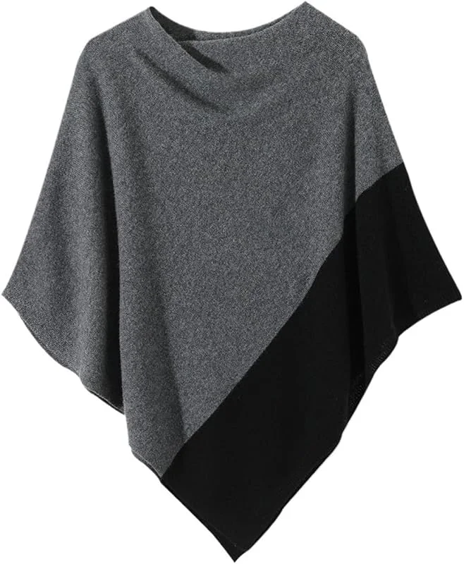 Schal Damen Herbst Winter Kaschmir Farbblock Schal Pullover Locker gestrickt Cape Außenschal — Heizkleidung