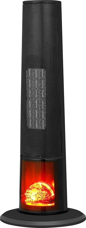 ARDES - AR4P22FP ATMO Keramik-Turm-Heizlüfter mit LED-Flammeneffekt - Heizlüfter mit geringem Verbrauch, 12-Stunden-Timer und Fernbedienung - Oszillierender Heizlüfter mit Brennholzeffekt — Heizung Warmepumpe