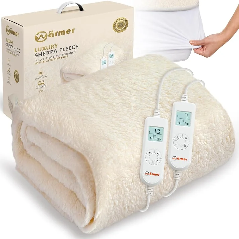 WÄRMER Heizdecke Doppelbett, Fleece, voll anliegend, doppelte Kontrolle — Heizung Warmepumpe