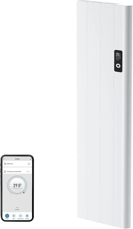 EMKE Elektroheizung Wandmontage 1000W, Heizung Elektrisch APP WiFi Funktion, Flachheizkörper Elektroheizung Weiß Leise, Erkennung von offenen Fenstern — Heizung Warmepumpe