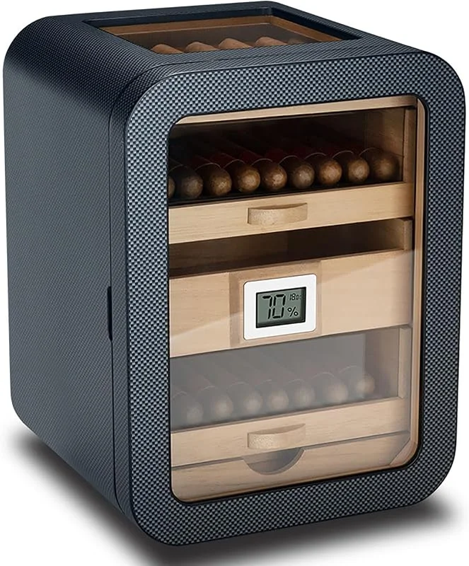 Zigarren Humidor Schrank für Männer, Elektronischer Humidor Schrank Luftbefeuchter mit Hygrometer, 110 Zigarren Kapazität, 360° Luftzirkulation, für Bar, Zuhause, Party
