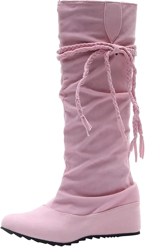 Damen-Stiefel, Retro, hohe Stiefel, mit Fransen, modisch, bequem, lässig, Damenschuhe — Heizkleidung