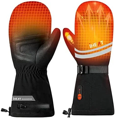 Beheizte Handschuhe, 7.4 V 3000mAh elektrische Skihandschuhe, 3 Heiztemperatur Einstellbare wasserdichte Touchscreen Beheizbare Handschuhe für Winter, Snowboarden, Camping, Wandern — Heizkleidung