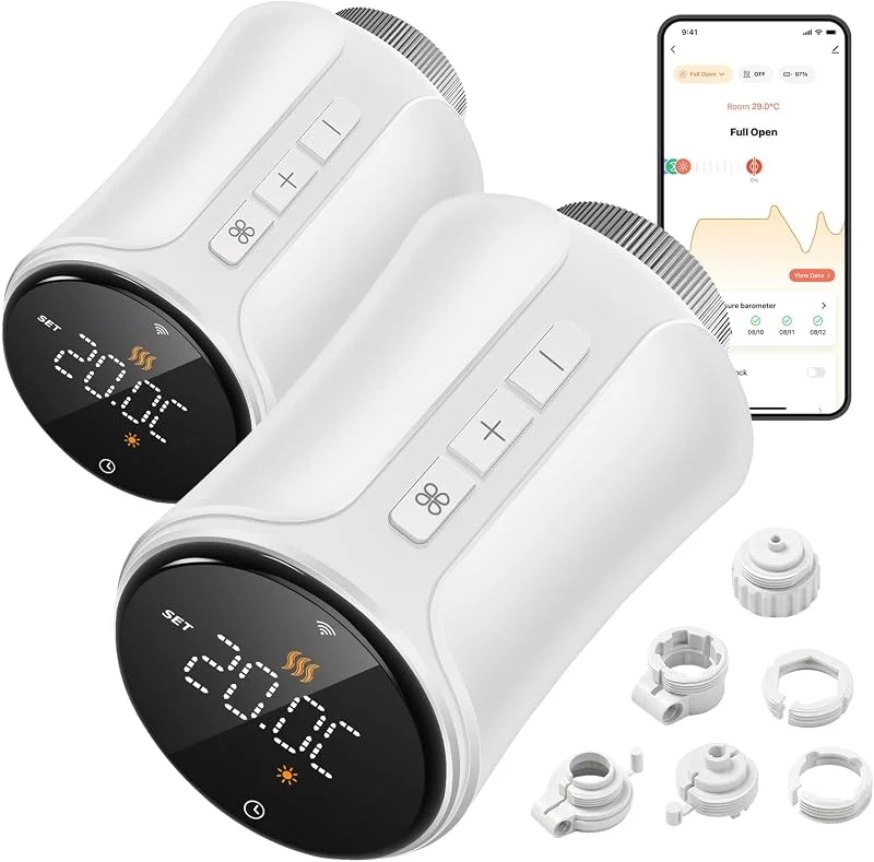 Smartes WLAN-Heizkörperthermostat, 2er-Set Heizungsthermostat — Heizung Warmepumpe