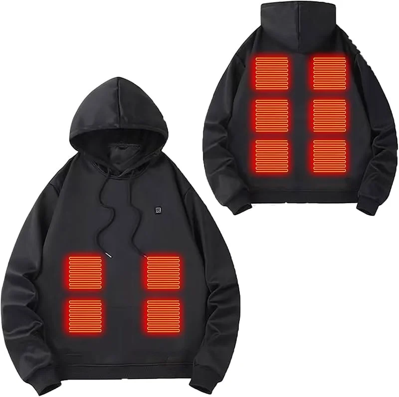 2025 Testsieger Beheizbare Hoodie Damen Beheizbare Pullover Herren Damen Langarm Baumwolle Beheizte Kapuzenpullover USB Elektrisch Beheizbare Sweatershirt mit Kapuze Erwachsene Bluse Tops Mantel — Heizkleidung