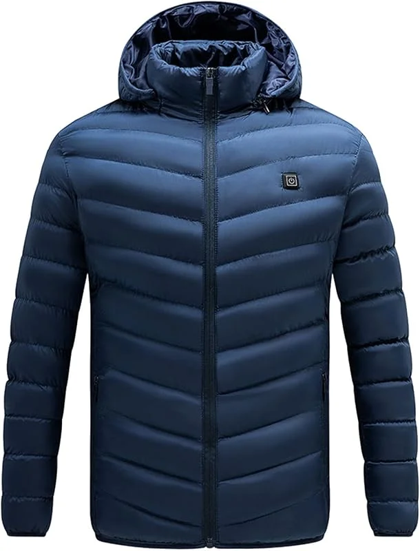Beheizte Jacke mit Kapuze, Warme Steppjacke Heizjacke mit 13 Heizbereichen, Beheizbare Kapuzenjacke Herren Damen Wasserdicht Skifahren Motorrad Wintermäntel Körperwärmer zum Outdoorarbeiten — Heizkleidung