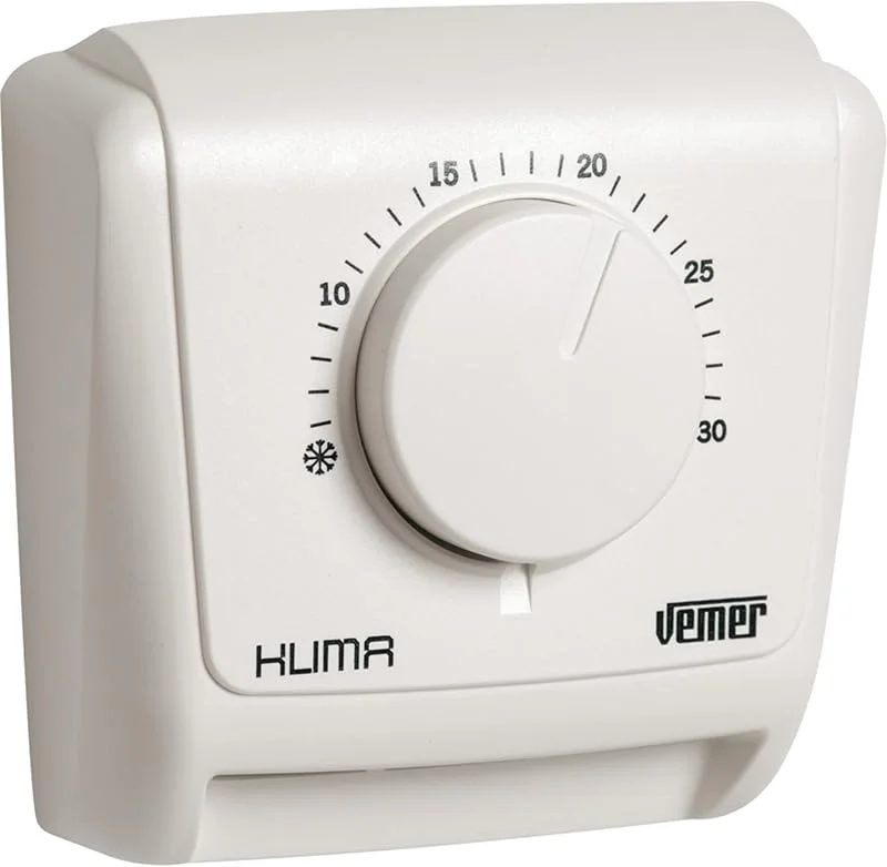 VEMER VE018800 Klima 2 – Mechanischer Wandthermostat, Raumthermostat für Heizung, Membrantechnologie, Weiß — Heizung Warmepumpe