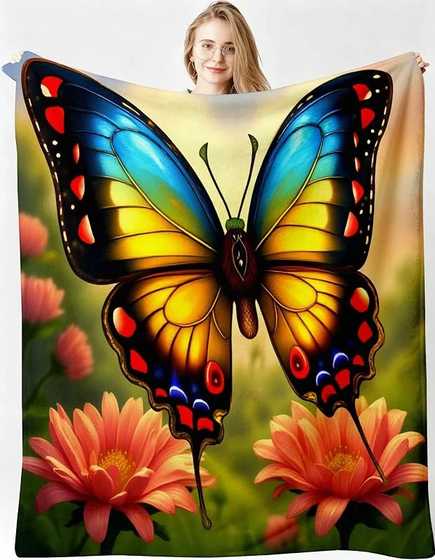 Kuscheldecke XXL 220x240 cm Schmetterling für Sofa, Doppelbett-B90 — Heizung Warmepumpe