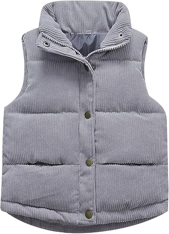 HOOUDO Kleinkind Mädchen Ärmellose Kragen Daunenweste Winter Einfarbig Knopfleiste Jacke Jacken Jungs Hoodie Jungen Merino Baby Strickjacke Kinder Strickponcho Neugeboren Frühling Sweatshirt — Heizkleidung
