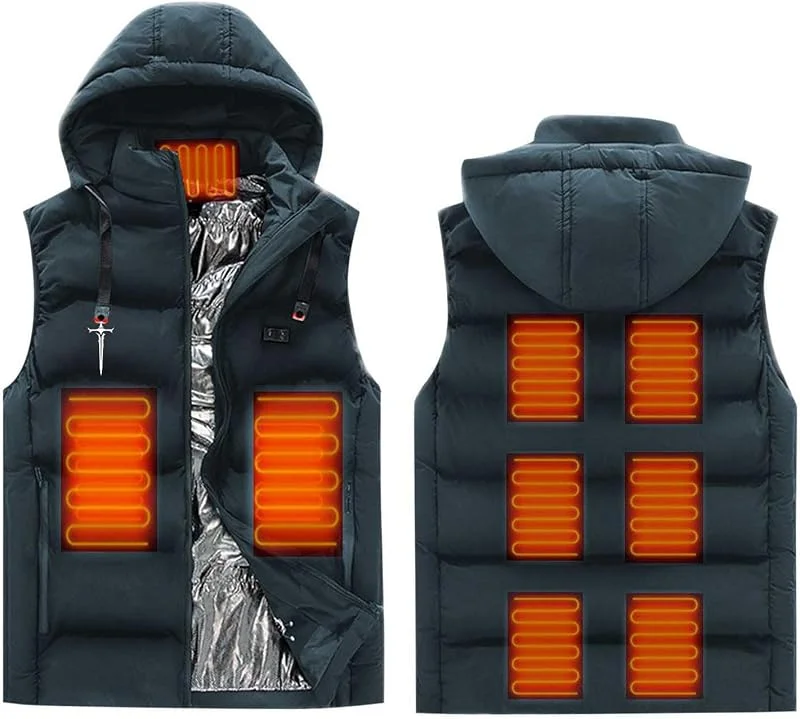 Generisch Beheizbare Weste für Herren Beheiztes Gilet mit 9 Heizpads beheizter 2 Heizstufen Westen Warme Winterjacke für Outdoor-Arbeiten Beheizbar Steppweste Weihnachten Halloween USB — Heizkleidung