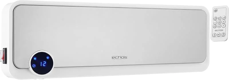 Echos Wand Heizlüfter, 12h Timer, 2000 Watt, Energiesparend, Fernbedienung, Keramisches Heizelement, Mini Heizung, 2 Leistungsstufen, Heizstrahler, Schnellheizer, Wandmontage möglich — Heizung Warmepumpe