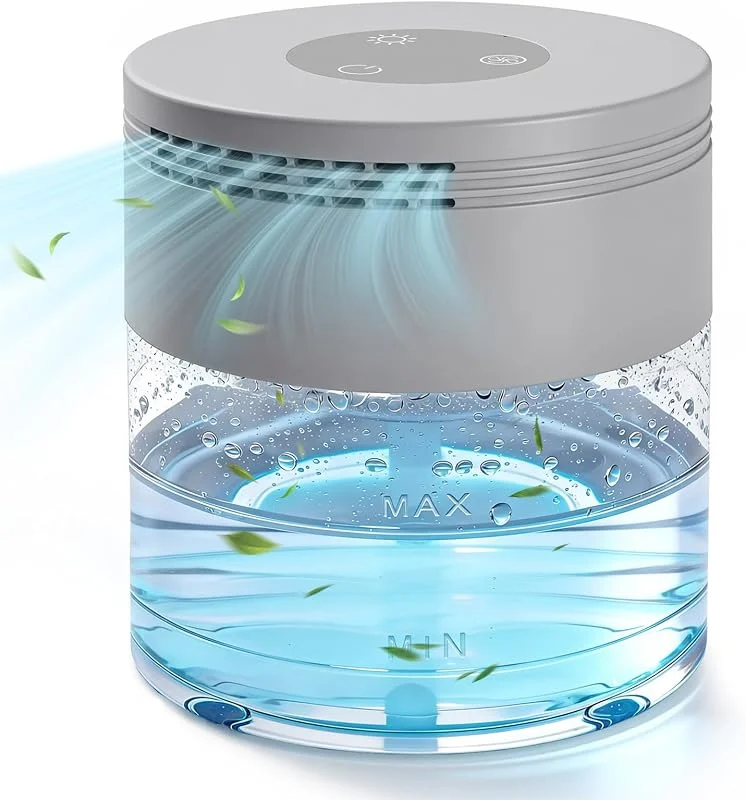 Wasser-Luftreiniger, wasserbasierter Luftreiniger für Zuhause mit 48H automatischer Abschaltung, 3 Geschwindigkeiten, Luftreiniger mit 8 LED-Nachtlichtern, Lufterfrischer-Revitalisierer für — Luftbefeuchter