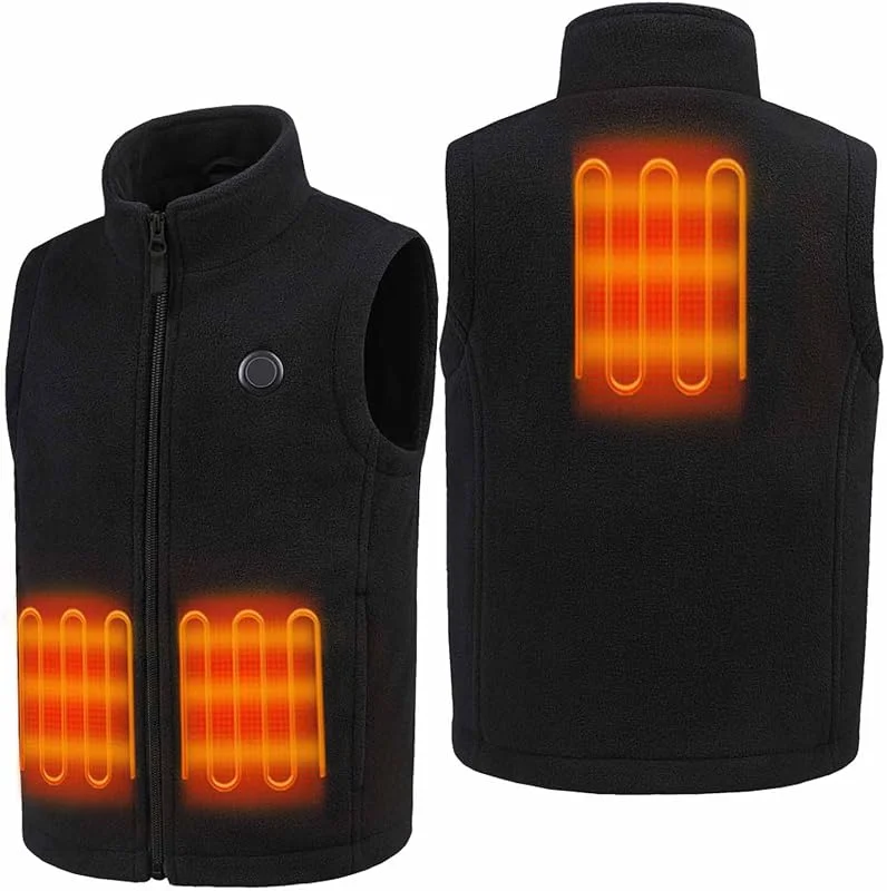 Teddy Fleece Heizweste Kinder, Beheizbare Weste mit 3 Heizzonen Heizjacke — Heizkleidung