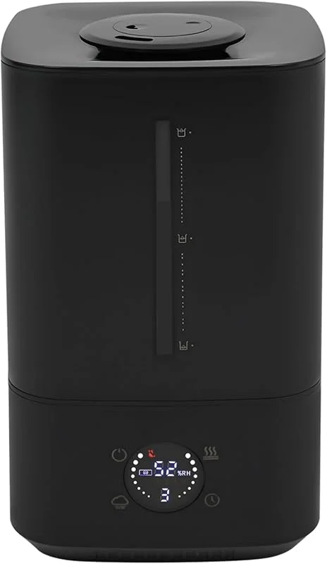 Warm- und Kaltnebel-Luftbefeuchter 6 Liter Hygrometer Ultraschall Vernebler Luftreiniger Smart Hygrostat Nebelvolumenregelung 3 Stufen (Schwarz)