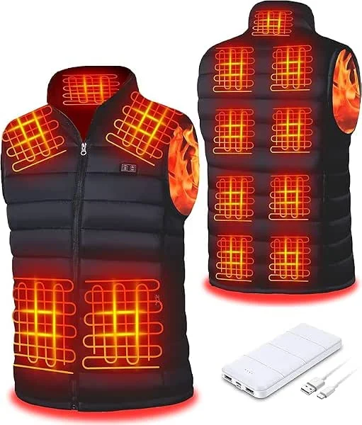 Seenew Beheizbare Weste, beheizbare weste herren mit 15000mAh akku, heizweste mit 13 Heizzone, 3 Einstellbar Temperatur, Wärmeweste Winter Regenjacke Kleidung mit Akku(M) — Heizkleidung