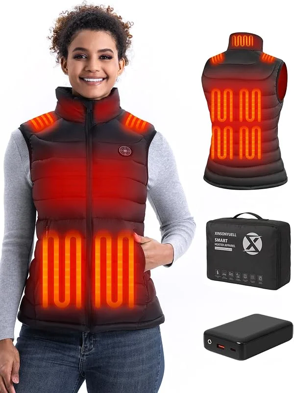 Heizweste Fleece Damen mit 16000mAh Akku, Leichte Beheizbare Weste — Heizkleidung