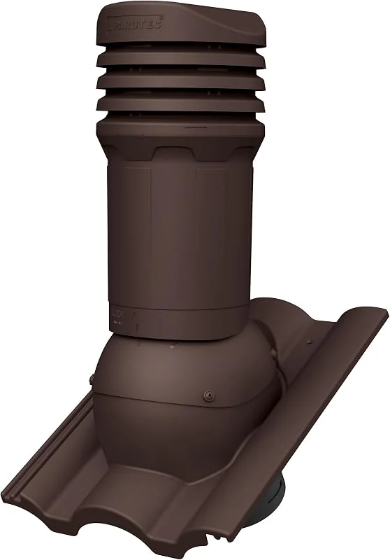 Parotec Entlüftungskamin DN 125 mm passiv für Braas - Taunus Dachziegel Dachentlüftung, Abluftrohr, Lüftungshaube (RAL 8017 - Braun) — Heizung Warmepumpe