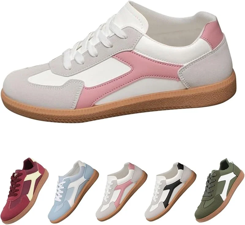 Damen Flach Sneaker - Sportschuhe Damen Retro-Stil Barfussschuh Atmungsaktive Damenboots Modische Freizeitschuh Komfortabler Joggingschuhe Flache Low Turnschuhe Für Alltag Und Spaziergänge — Heizkleidung