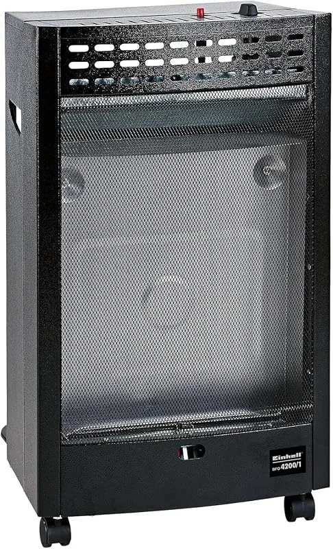 Einhell Blue Flame Gasheizofen BFO 4200, 1 (4.200W, 300 g, h Gasverbrauch, Stahlblechgehäuse, Piezozünder, Lenkrollen, inkl. Gasschlauch) Schwarz — Heizung Warmepumpe