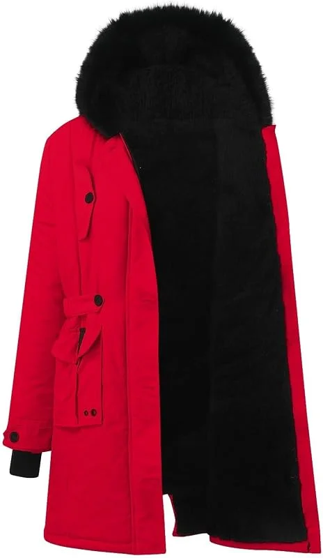 Singular-Point Winter Jacket For Women, Baumwolle Dacke Damen Warm Winterparka Übergangsjacke Lange Ärmel Winter Herbst Fleecejacke Kapuzenjacke Reißverschluss Kunstfellkragen Damenjacken Sportjacke — Heizkleidung