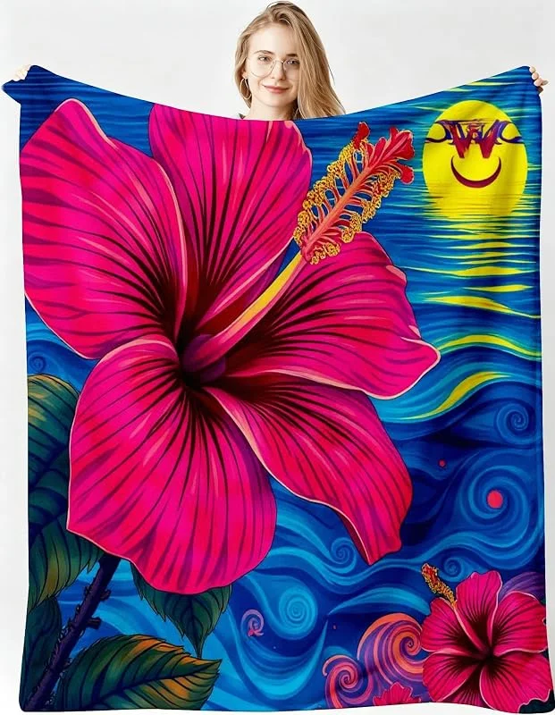 Kuscheldecke XXL 220x240 cm Blaue Blume für Sofa, Doppelbett-B66 — Heizung Warmepumpe