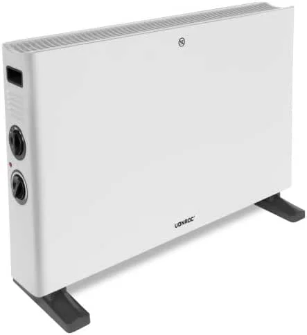 VONROC energiesparende Elektroheizung, Konvektor-Heizung - Elektroheizer, Stromheizung, Standgerät bis 24m2 - Mobiler Heizkörper mit Thermostat, leise, 2 Stufen max 2000W inkl. Turbolüfter — Heizung Warmepumpe