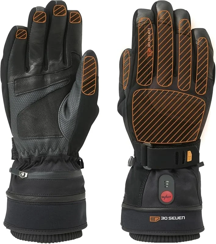 30seven – Beheizbare Handschuhe Für Männer Und Frauen Mit Wiederaufladbare Lithium Batterien, Winddicht Wasserdicht, Ski und Extreme Temperaturen, warme Finger, Schwarz, 12-XXL — Heizkleidung
