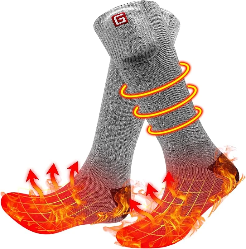 Svpro Beheizte Socken Herren Damen Wiederaufladbare mit Akku Elektrische Beheizbare Socken Winter Warme Socken Fusswärmer Batterie Heizsocken mit Akku, Waschbar Socken Beheizbar für Camping Jagd — Heizkleidung