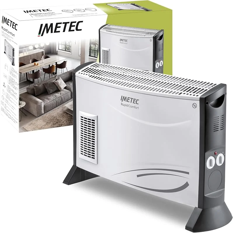 Imetec Eco Rapid, Elektroherd 2000 W, Technologie mit niedrigem Energieverbrauch, 4-Temperatur-Konvektor, Raumthermostat, geräuschlos — Heizung Warmepumpe