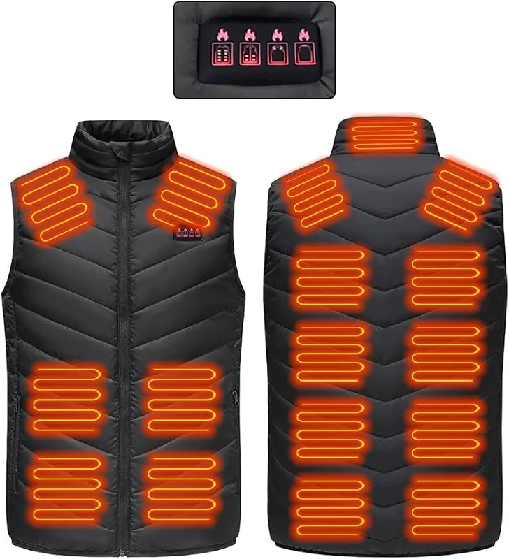 Fafeicy Leichte Beheizbare Weste für Herren, Intelligente Wiederaufladbare Elektrische Heizweste, Wasserdichte Elektrische Unisex-Heizweste (4XL) — Heizkleidung