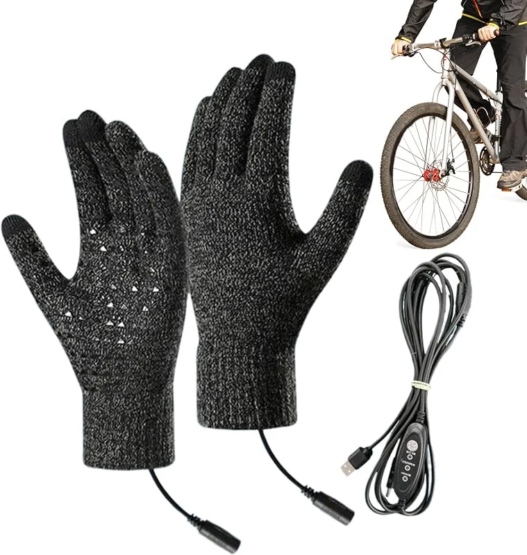 Genérico Thermo-Handschuhe für den Außenbereich, Thermo-Handschuhe, USB, mit Touchscreen, rutschfest, 3 Modi für Wandern, Fahren, Skifahren — Heizkleidung