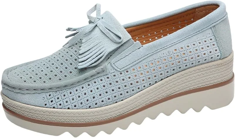 Atmungsaktive Slip-On-Schuhe Aus Mesh Für Damen - Plateau Schuhe Damen Atmungsaktive Damenschuhe Einfarbiger Freizeitschuhe Mit Schleife Sommerschuhe Mit Höhenvergrößerung Sandalen Loafer — Heizkleidung