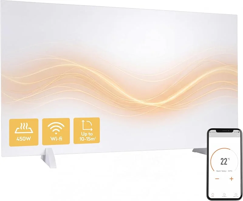 Silvergear® Infrarotheizung 450W, Premium Energieeffizientes Heizpaneel mit WiFi-Steuerung, Doppelter Überhitzungsschutz, Zur Wandmontage oder Freistehend, Umweltfreundliches Design, 90X3.6X50 cm — Heizung Warmepumpe