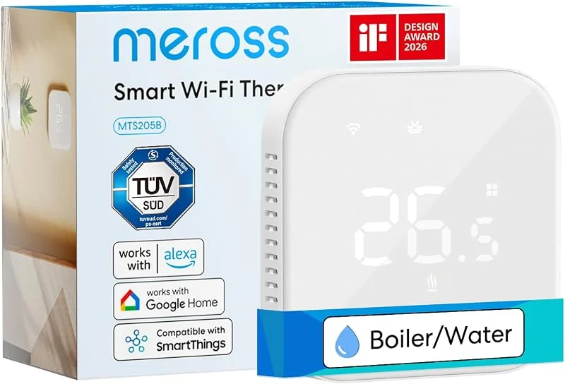 Meross Smart Thermostat Boiler Fußbodenheizung Sprach-Fernsteuerung, Weiß — Heizung Warmepumpe