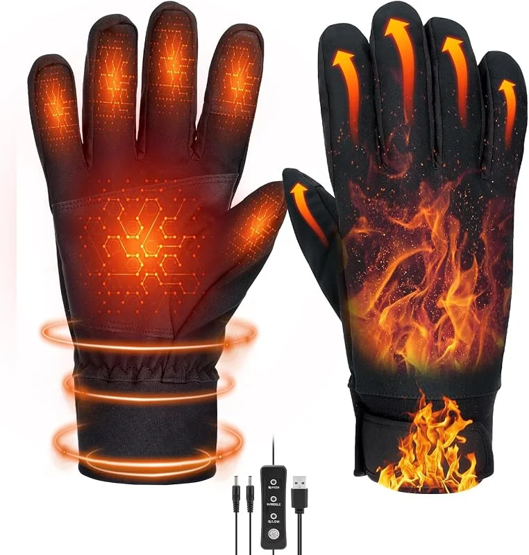 Beheizbare Handschuhe für Damen & Herren Beheizte Handschuhe Touchscreen Elektrische Handwärmer mit 3 Temperaturstufen - Wasserdicht & Winddicht - Winter für Ski, Radfahren & Autofahren — Heizkleidung