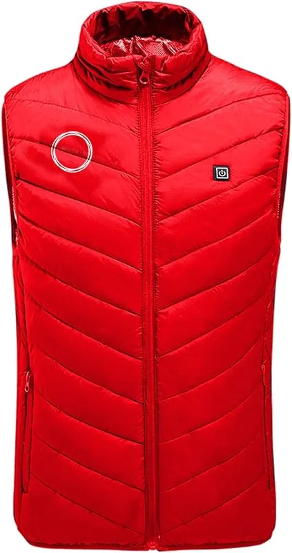 KQIVAM Beheizbare Weste fur Herren Damen mit Drucken, 9 Zonen Beheizbare Warme Dicke Winterjacke, Beheizte Weich Bequem Jacke Mit Taschen, Winddichte Heizbare Beheizte Jacke Heizjacke Weich Bequem — Heizkleidung