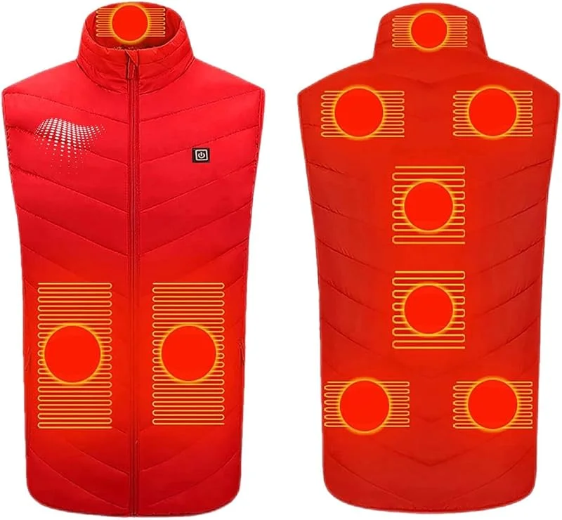 KQIVAM Beheizbare Weste Herren Damen Warm Winter Heizweste mit 9 Heizzone Unisex Elektrische Wärmeweste Motiv Beheizte Jacke, 3 Stufen Temperatu Einstellbar Temperatur Steppweste Daunenweste — Heizkleidung