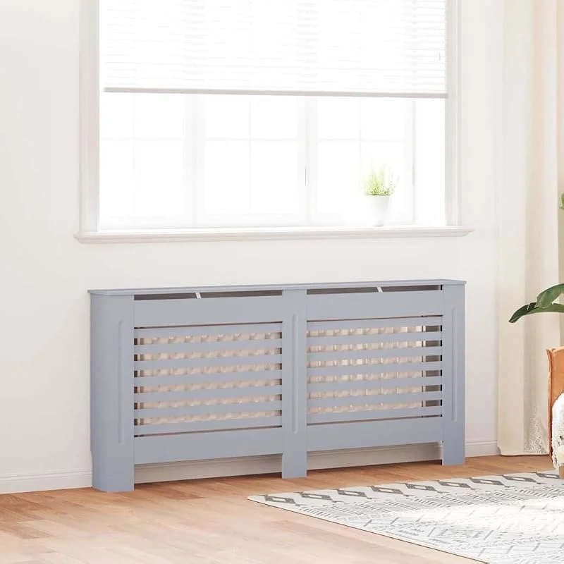 Heizkörperverkleidung Anthrazit aus MDF mit Latten-Design 172x19x81, 5 cm, praktische Abdeckung für Wohnzimmer und Bad, einfache Montage, ideal für Heizung, Ventil, Thermostat Zubehör — Heizung Warmepumpe