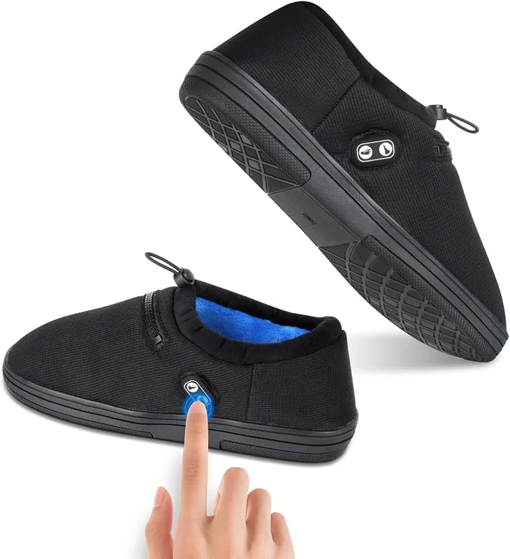 Beheizbare Hausschuhe Damen Herren, Amiable 7.4V Fusswärmer mit 3000mAh Wiederaufladbar Akku, 4 Temperaturen, Sperrmodus, Beheizbare Schuhe, Wärmeschuhe fußwärmer für kalte Füße- Mit Ladestecker(S) — Heizkleidung