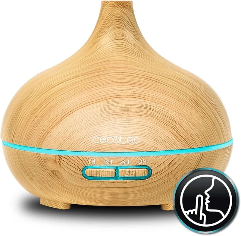 Cecotec Ultraschall Luftbefeuchter Pure Aroma 300 Yang Extra. Aroma-Diffusor in edler Holzoptik, 300 ml Wassertank, 6-Stunden-Timer, 7 LED-Farben, Aromatherapie, für Räume bis 15 m2