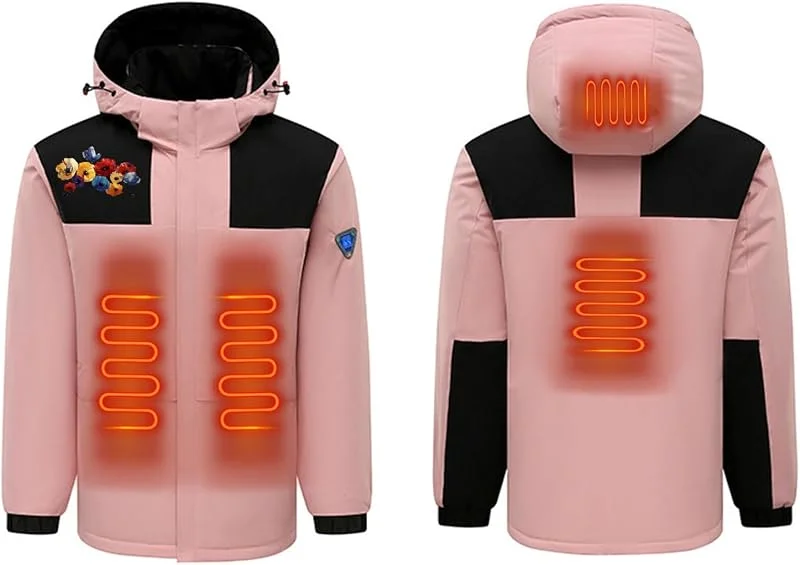 KQIVAM Beheizbare Jacke Damen Herren, mit 4 Heizzonen Wasserdicht Winddicht Regendicht Schneeschutz warm Softshell Winterjacke Beheizbare jacke für Weihnachten Laufen Golf Wandern Reiten — Heizkleidung