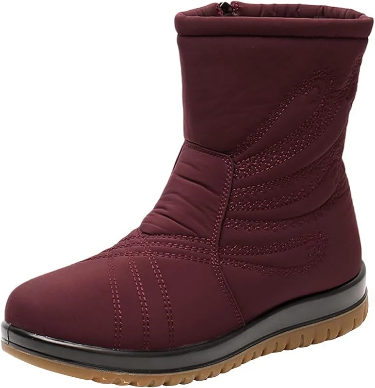 Damenschuhe, Schneestiefel, mittellang, warm, aus Samt, flach, lässig, Skistiefel mit weichem Boden, modisch, Damen-Stiefel, Absatzstiefel, Schwarz — Heizkleidung