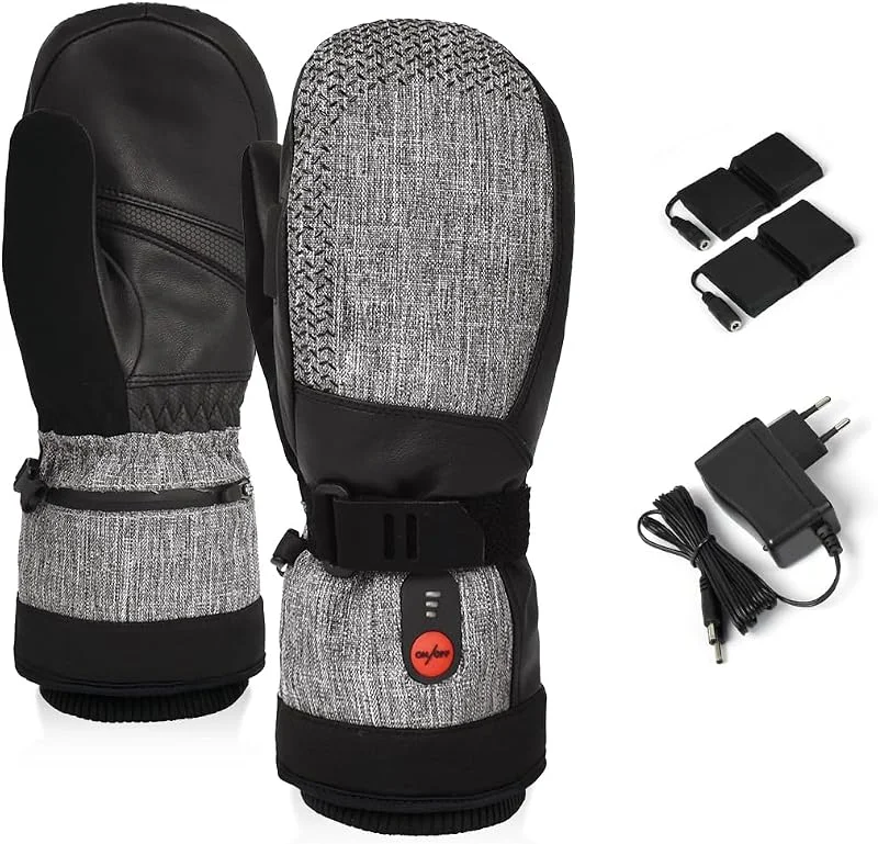 XOLARHEAT Novaheat® Ultrawarme, wiederaufladbare, wasserdichte, beheizte Fäustlinge (7, 4 V, 2200 mAh) – Winddicht – Innenhandschuh, Separate Finger – Unisex: Ski, Motorrad — Heizkleidung