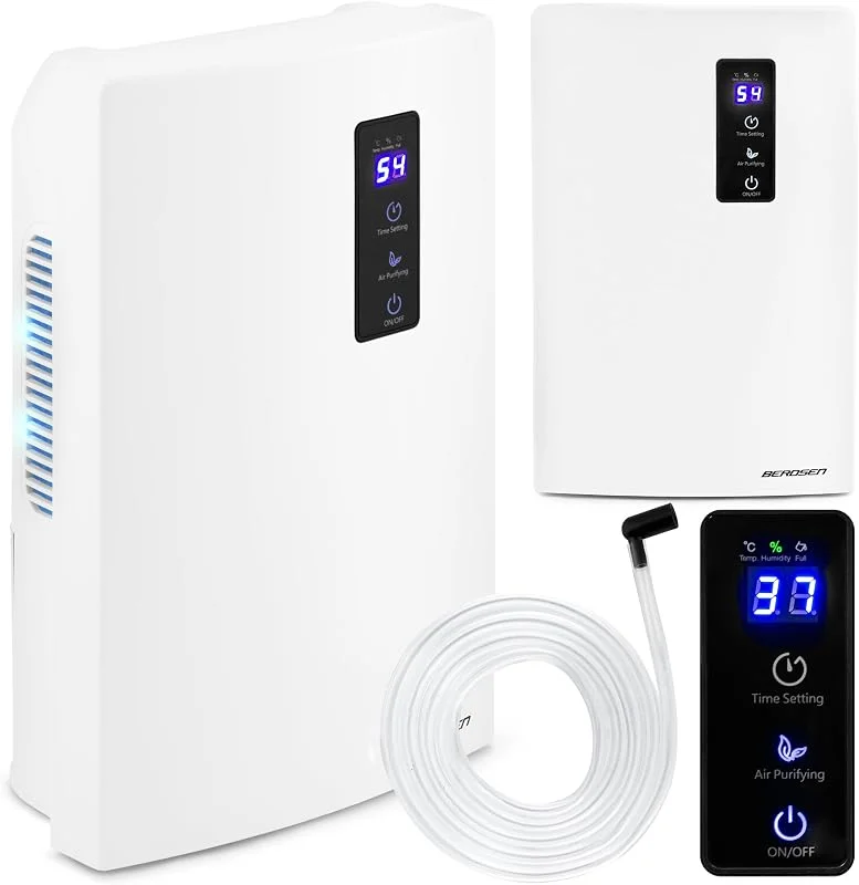 BERDSEN Luftentfeuchter - Luftreinigungsfunktion - Peltier-Technologie, UV, Effizient, Bedienungsfreundlich, Leises Arbeiten, Timer - 700 ml pro Tag - Wassertanks 2000 ml - Für Räume bis 30 m3 — Luftbefeuchter